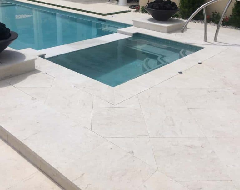 Coral Reef White Brushed Finish 24x24 Tiles 12x24 Coping