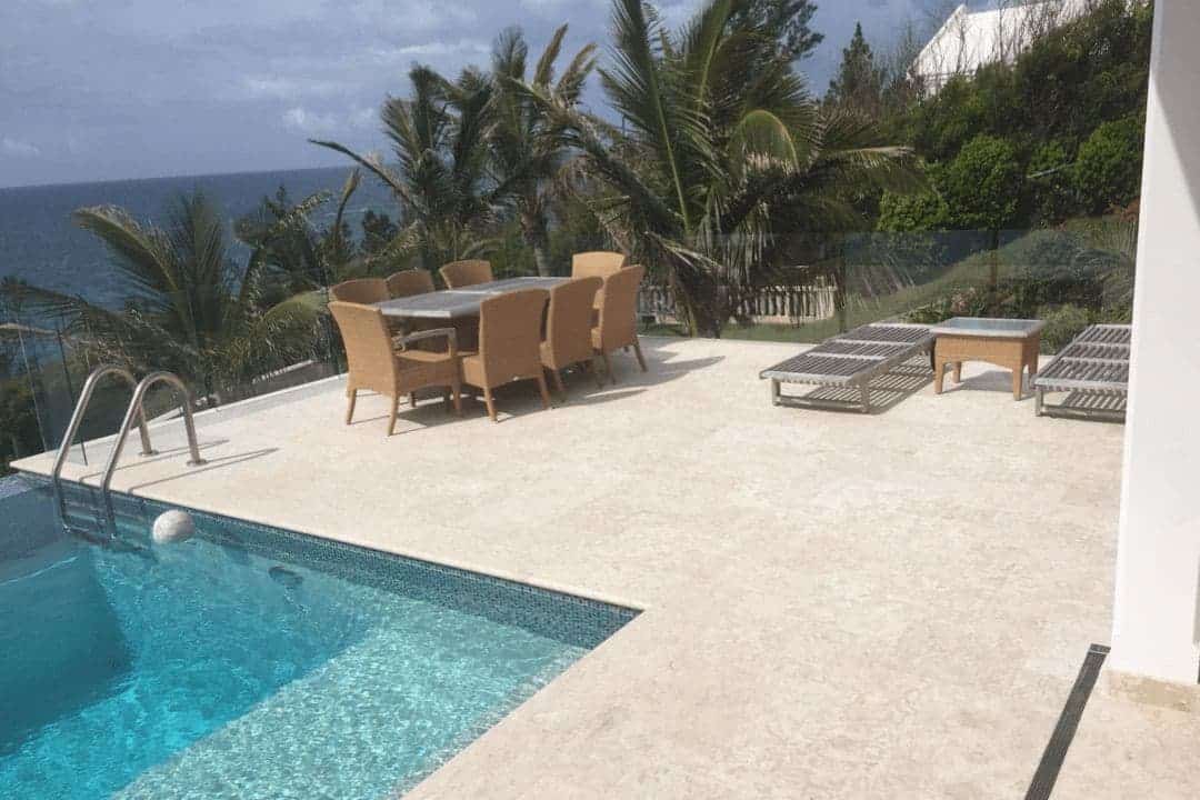 Shells Reef Beige Brushed Pool Deck 24x24 Square Traditional Install Slide