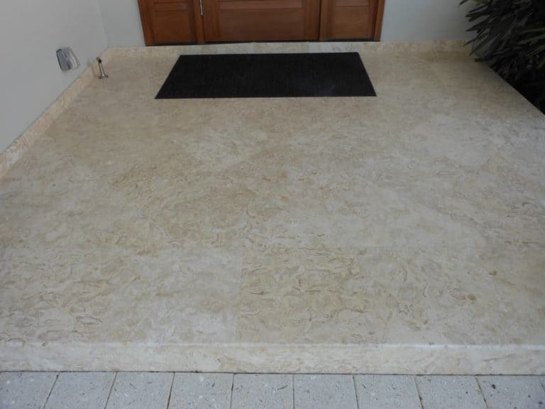 Shells Reef Beige Brushed Entry, Diagnol Install With Square Border
